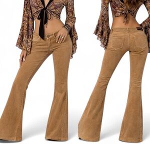 Y2K Style Tan Corduroy Low Rise Flare Pants Tyte Jeans Size 1
